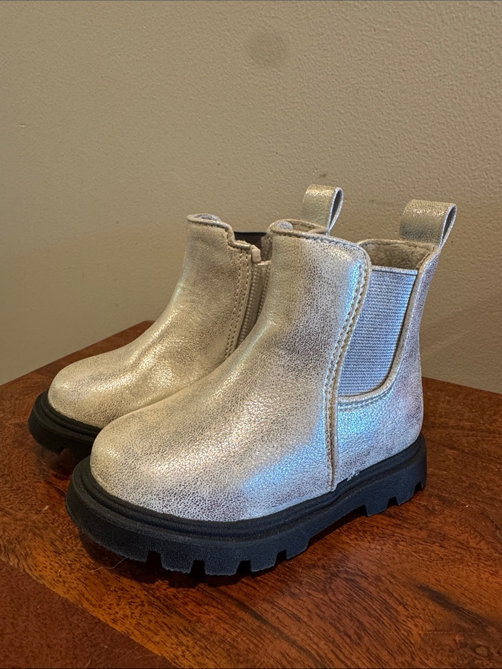 jumping beans Silver Metallic Chelsea Boots for Kids